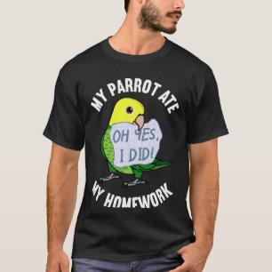 T-shirt Parrot Ate Mes devoirs J'Amaz à deux têtes jaunes