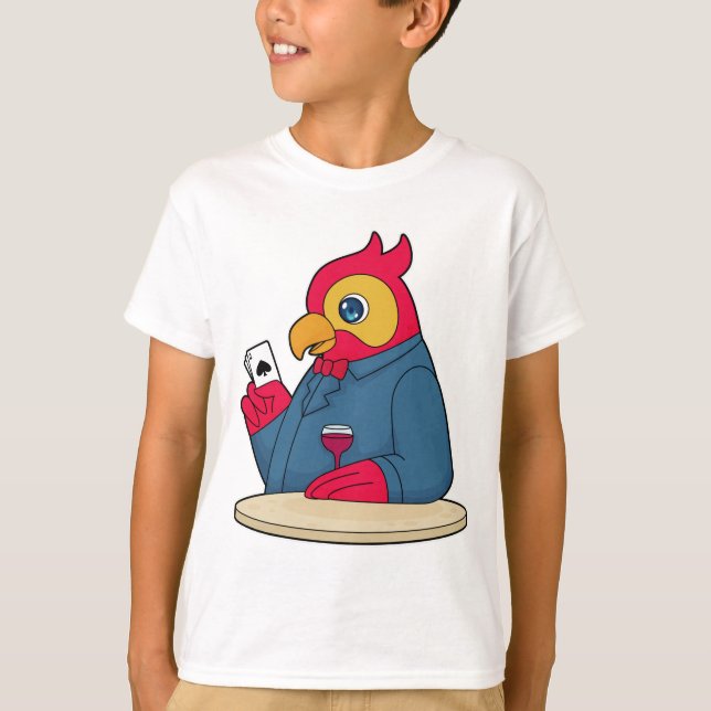 T-shirt Parrot au Poker avec cartes de Poker (Devant)