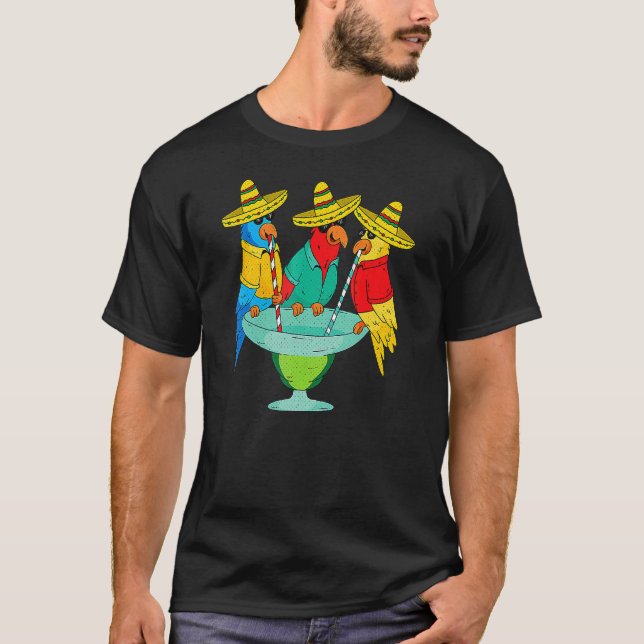 T-shirt Parrot Cinco De Mayo Boire Tequila Mexicaine Fie (Devant)