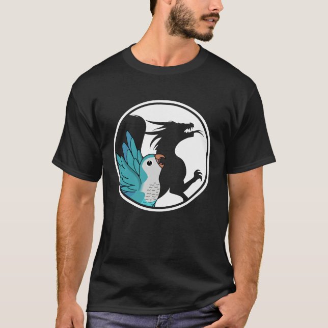 T-shirt Parrot & Dragon Shadow I Blue Monk Parakeet Quaker (Devant)