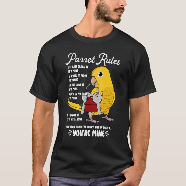 T-shirt Parrot House Rules C'est à moi I Golden Conure (Devant)