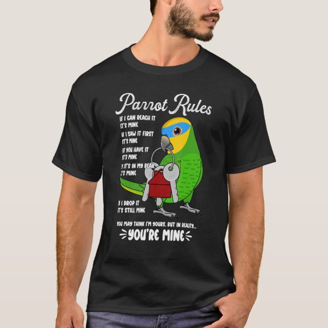 T-shirt Parrot House Rules It's Mine I Orange-winged Amazo (Devant)