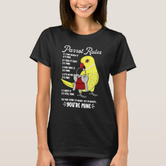 T-shirt Parrot House Rules It's Mine I Yellow Indian Ringn