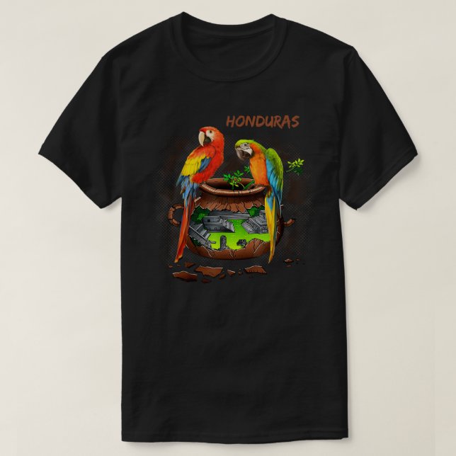 T-shirt Parrot Message Parlant Honduras Copan Loros (Design devant)