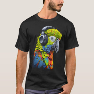 T-shirt Parrot Musique Casques Musicien Oiseau Animal Parr