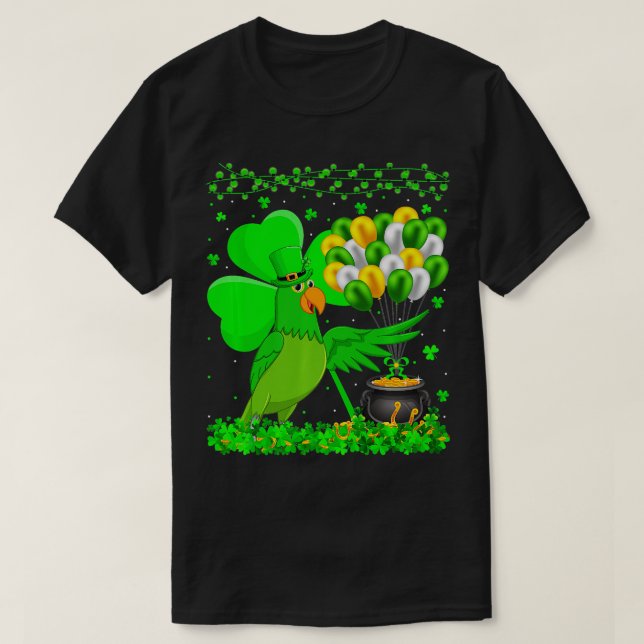 T-shirt Parrot Oiseau Amusant Shamrock Parrot St Patrick (Design devant)