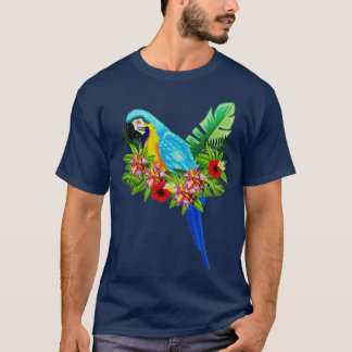 T-shirt Parrot Tropical Floral Design Amour Tropical