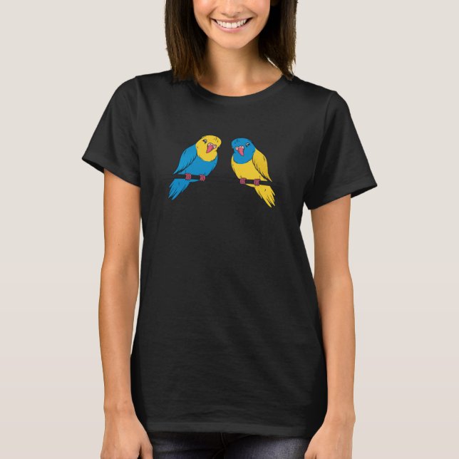 T-shirt parrots peace love couple (Devant)