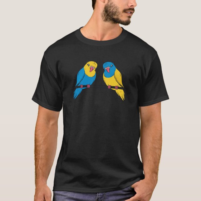 T-shirt parrots peace love couple (Devant)