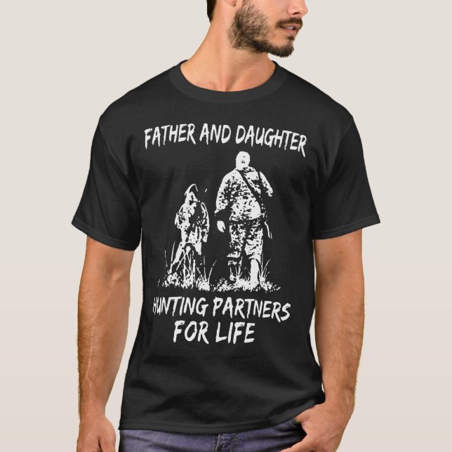 T-shirt Partenaires De Chasse Du Père Et De La Fille Pour  (Devant)