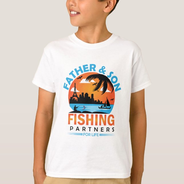 T-shirt Partenaires de pêche père et fils pour la vie (Devant)