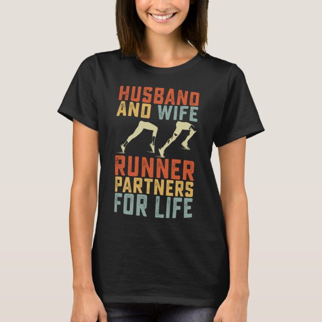 T-shirt Partenaires Mari Et Femme Coureur Pour La Course À (Devant)