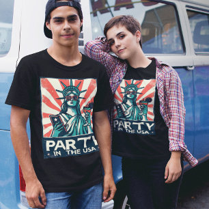 T-shirt Parti Dans La Statue De La Liberté 4 juillet États