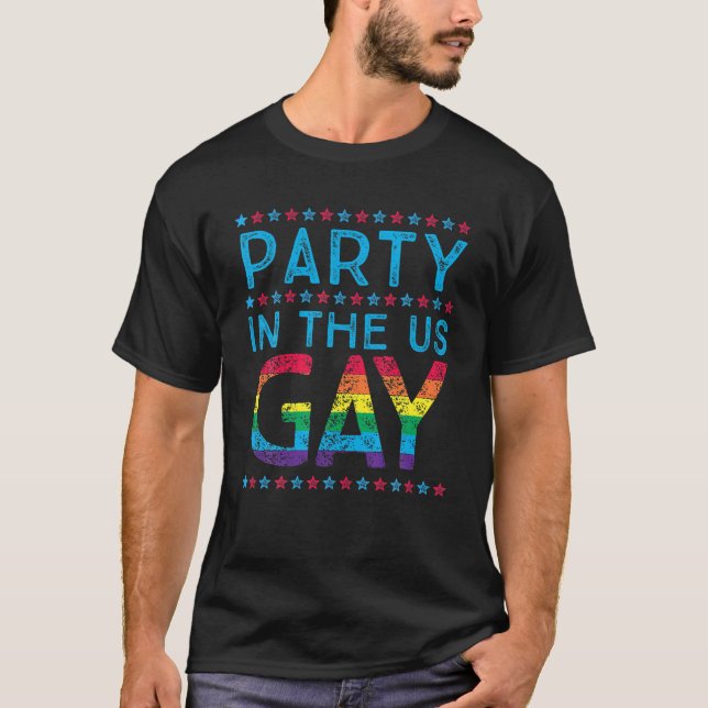 T-shirt Parti du 4 juillet aux États-Unis Gay T Shirt (Devant)