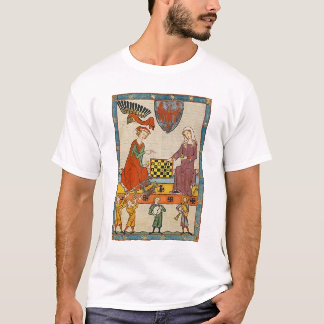T-shirt Partie d'échecs Codex Manesse XIVe siècle (Devant)