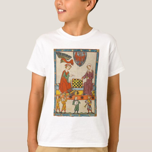 T-shirt Partie d'échecs Codex Manesse XIVe siècle (Devant)