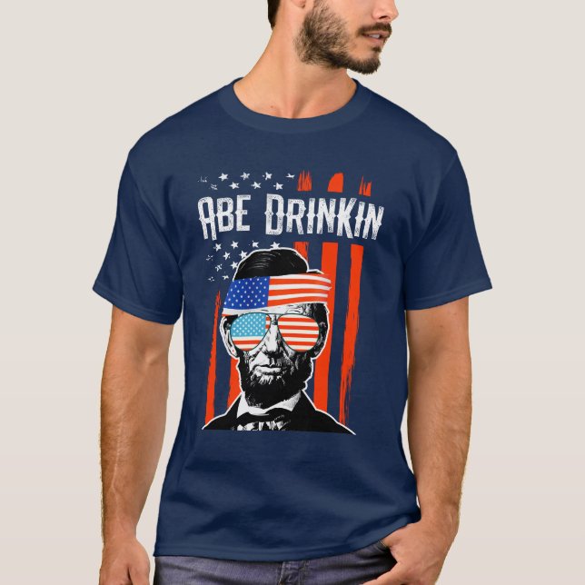 T-shirt Partie drôle d'Abe Drinkin 4 juillet Lincoln (Devant)