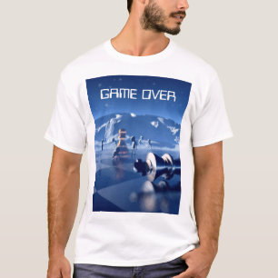 T-shirt Partie terminée. Pièces d'échecs sur le paysage pl