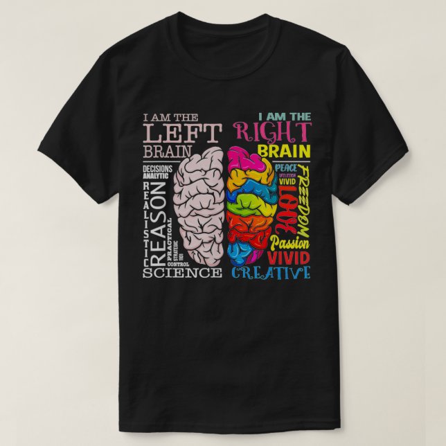 T-shirt Parties cérébrales Neuroscience du cerveau gauche  (Design devant)