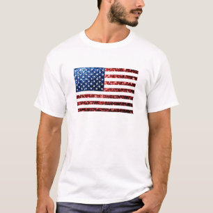 T-shirt PARTIES SCINTILLANT américaines drapeau rouge bleu