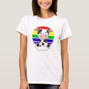 T-shirt Parties scintillant arc-en-ciel de vache Kawaii Ca