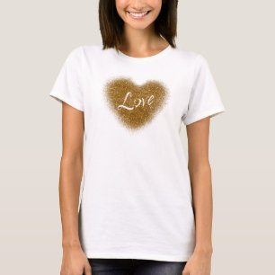 T-shirt Parties scintillant d'or LOVE Coeur Glamor Débarde