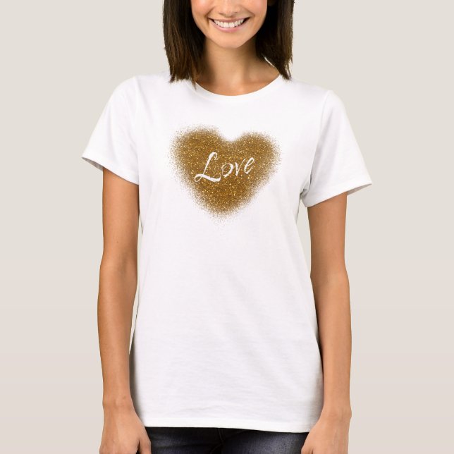 T-shirt Parties scintillant d'or LOVE Coeur Glamor Débarde (Devant)
