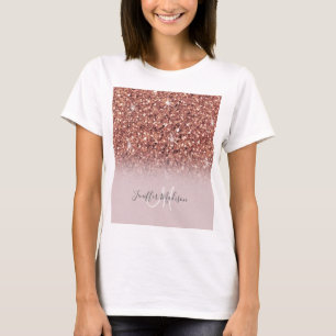 T-shirt Parties scintillant en or rose Nom personnalisé  