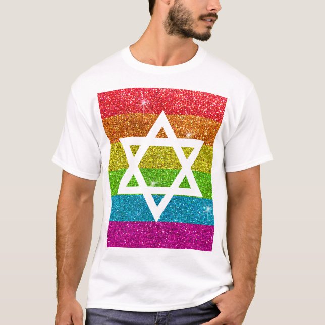 T-shirt Parties scintillant gay pride LGBTQIA Etoile juive (Devant)