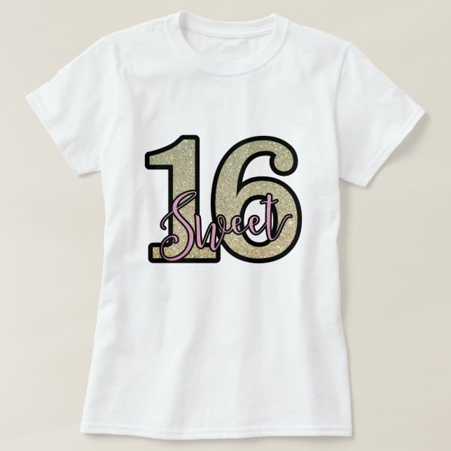 T-shirt Parties scintillant Gold Faux Imprimer Sweet sixte (Design devant)