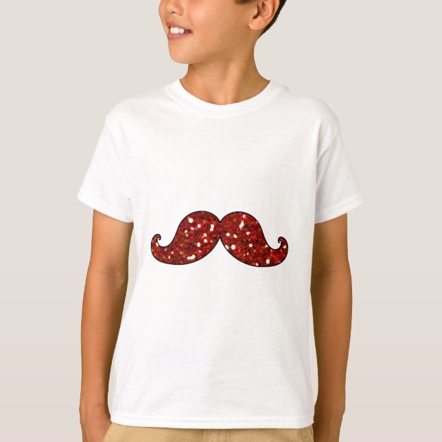 T-shirt Parties scintillant IMPRIMÉE FUNNY RED MUSTACHE (Devant)