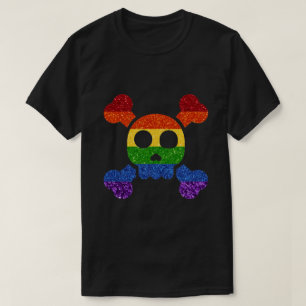 T-shirt PARTIES SCINTILLANT LGBT Rainbow Skull 'n' Crossbo