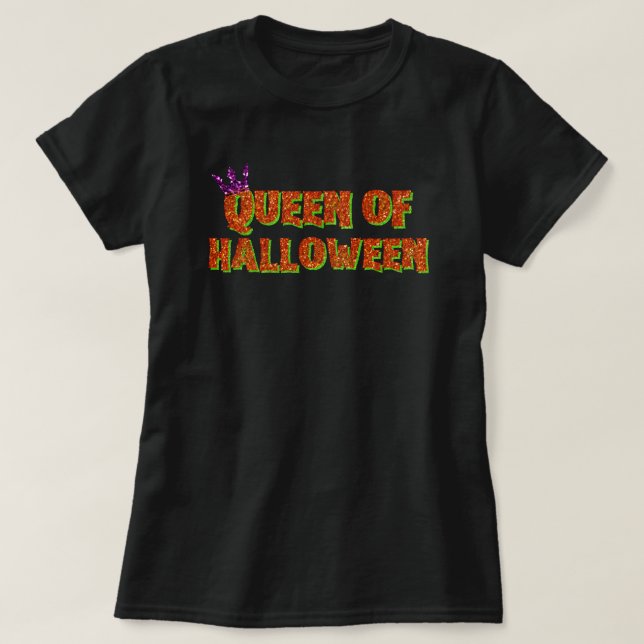 T-shirt Parties scintillant Reine D'Halloween (Design devant)