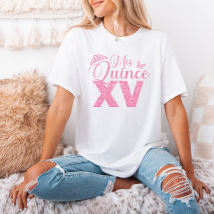 T-shirt Parties scintillant rose Crown Mis Quince XV Quinc