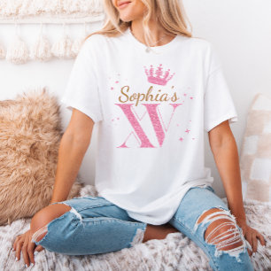 T-shirt Parties scintillant rose Crown Mis Quince XV Quinc