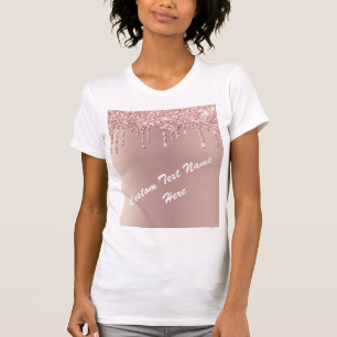 T-shirt Parties scintillant rose Gold Blush Texte personna