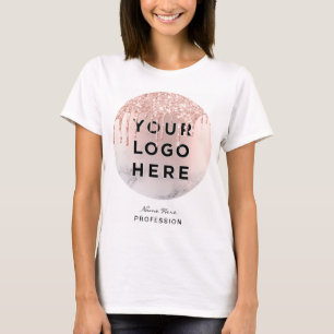 T-shirt Parties scintillant tendance Rose gouttes d'or Las