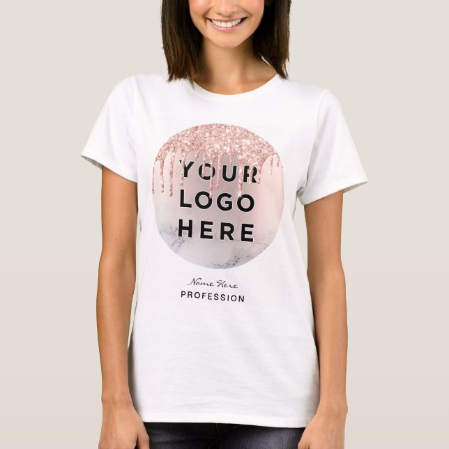 T-shirt Parties scintillant tendance Rose gouttes d'or Las (Devant)