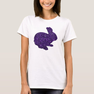 T-shirt Parties scintillant violette Silhouette Lapin de P