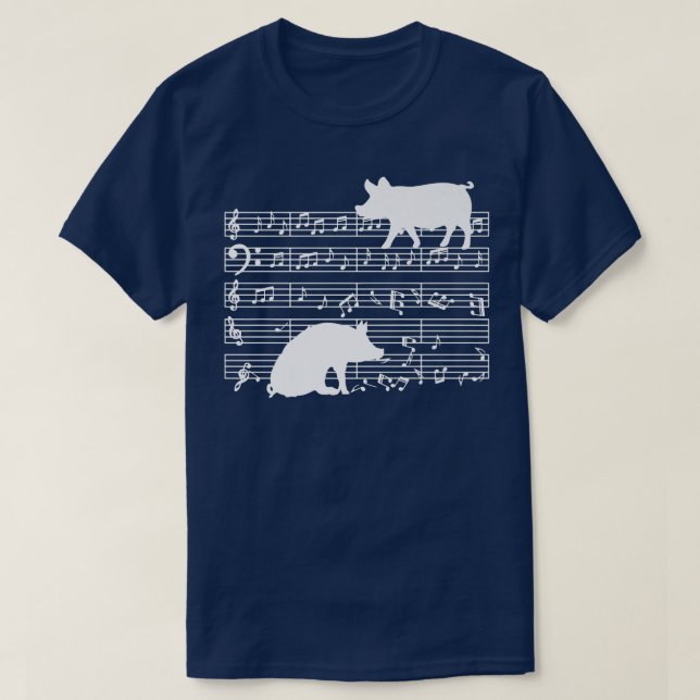 T-shirt Partition musicale Conception musicale avec cochon (Design devant)