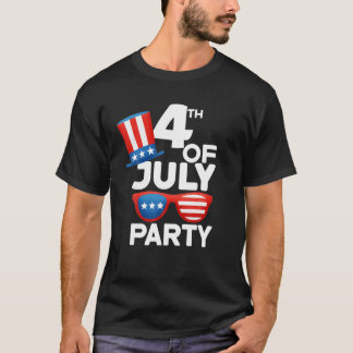T-shirt Party 4 juillet Amérique Casquette Lunettes de sol