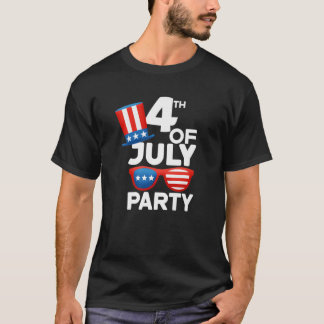 T-shirt Party 4 juillet Amérique Casquette Lunettes de sol
