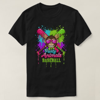 T-shirt Party Animals Baseball Funny Monkey Baseball Lover