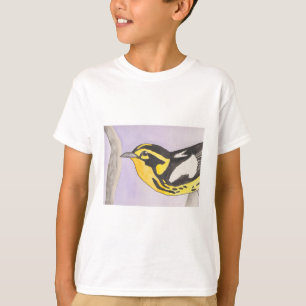 T-shirt Paruline à gorge orangée art de l'oiseau à l'aquar