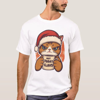 T-shirt  Pas aujourd'hui Claus - Drôle de chat grincheux d