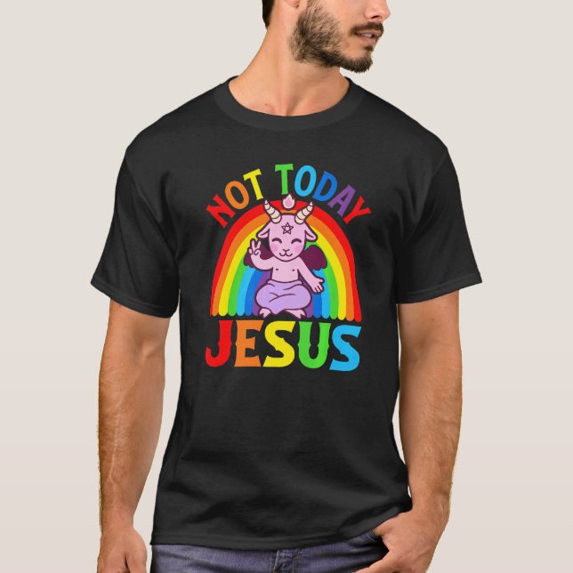 T-shirt Pas aujourd'hui Jésus Satanique Baphomet Sigil Pen (Devant)