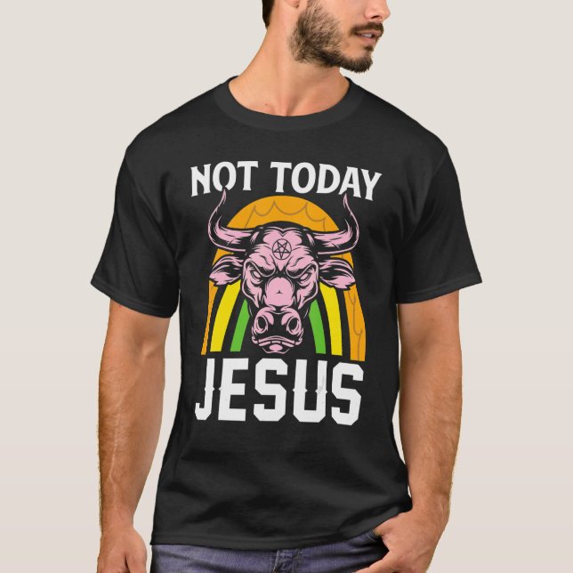 T-shirt Pas aujourd'hui Jésus Satanique Baphomet Sigil Pen (Devant)