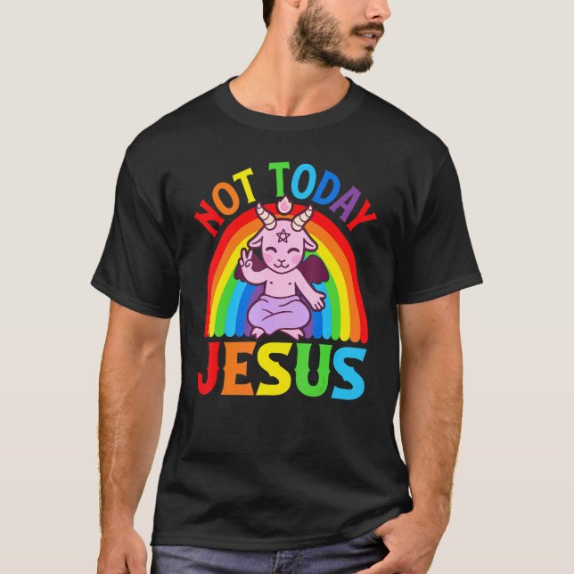 T-shirt Pas aujourd'hui Jésus Satanique Baphomet Sigil Pen (Devant)