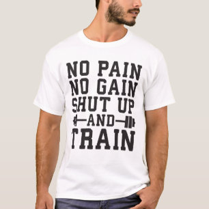 T-shirt Pas De Douleur Pas De Gain, Ferme-Tête Et Train -