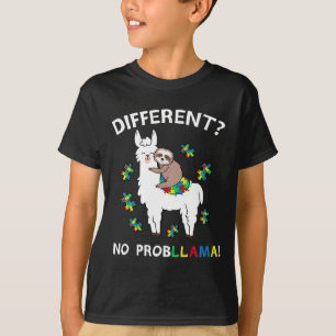 T-shirt Pas de problème Llama Sloth Puzzle Cool Autisme Aw